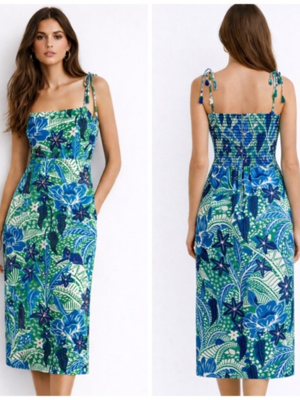 NEW Rachel Zoe Capri Jungle Panther linen tie shoulder Midi sun Dress NWT Med
